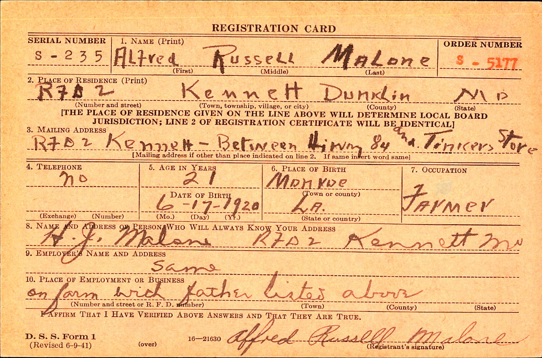 RegistrationCard