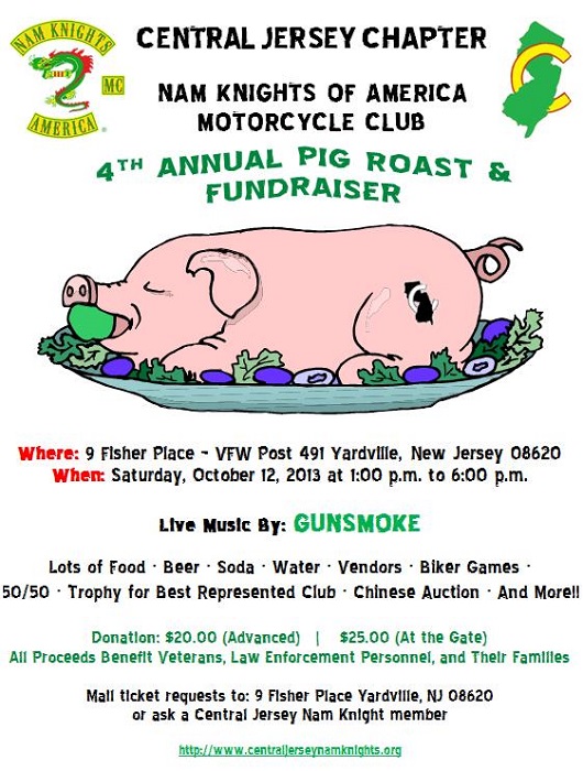 Central Jersey Nam Knights of America M.C. - 4th Annual Pig Roast and Fundraiser