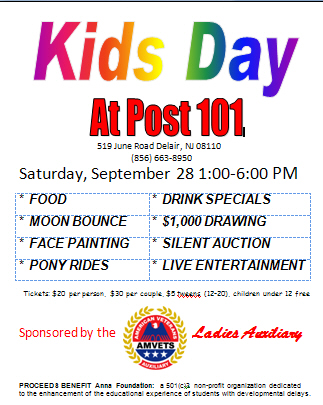 Kids Day at AMVETS Post 101 to benefit Anna Foundation
