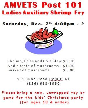 AMVETS Post 101 Ladies Auxiliary Shrimp Fry