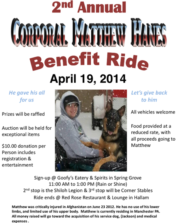 2nd Annual Corporal Matthew Hanes Benefit Ride