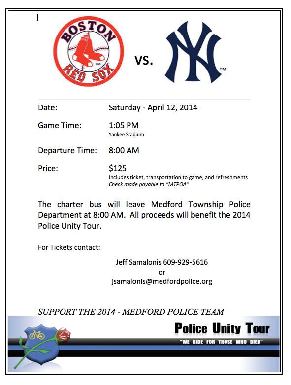 Boston Red Sox vs NY Yankees -  Medford PD Police Unity Tour