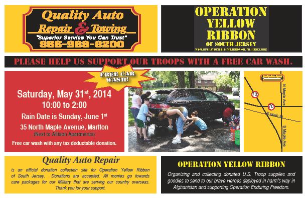 Shipping of Care Packages Fund-raiser: Operation Yellow Ribbon of SJ Car Wash