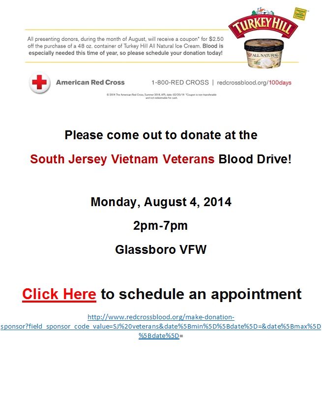 South Jersey Vietnam Veterans Blood Drive!
