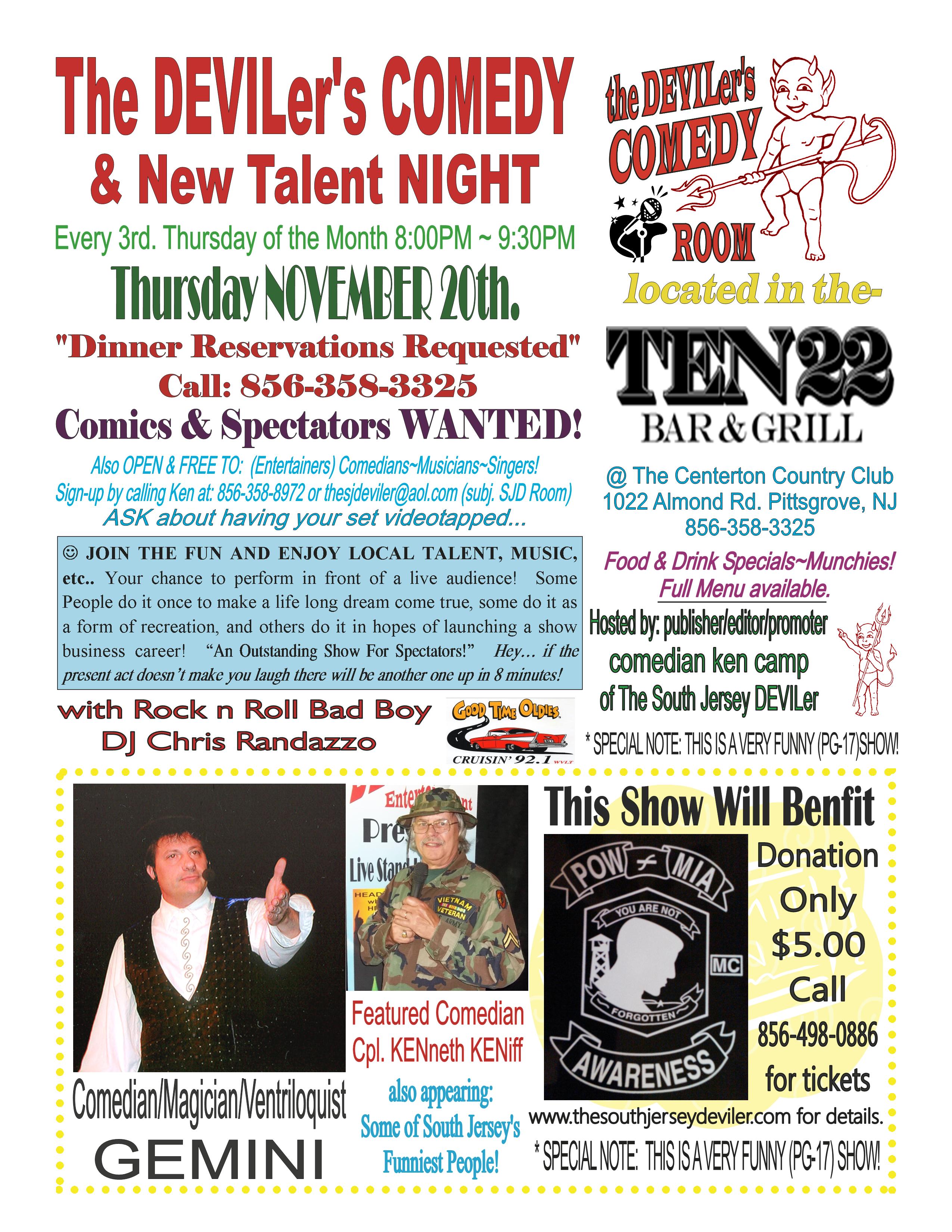 The DEVILer's Comedy & New Talent Night fundraiser for POW~MIA AWARENESS