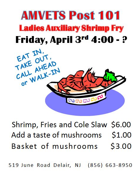 AMVETS Post 101 Ladies Auxiliary Shrimp Fry