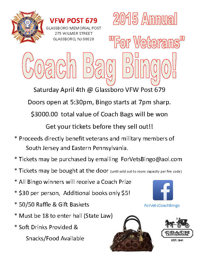 2015 "For Veterans" Coach Bingo