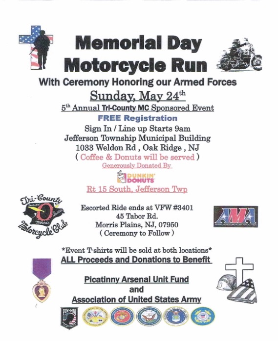 Memorial Day Motorcycle Ride to benefit local veterans