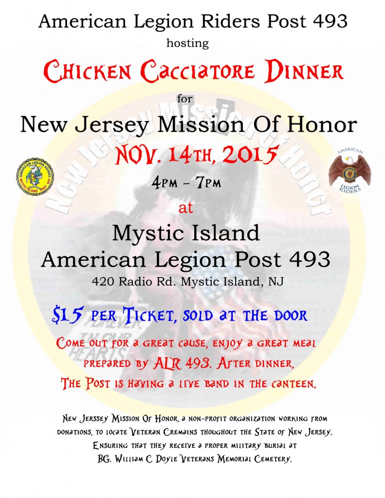 2015 Nov AL Riders Chicken Cacciatore