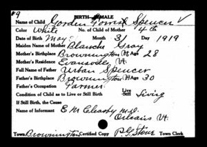SpencerBirthRecord1919