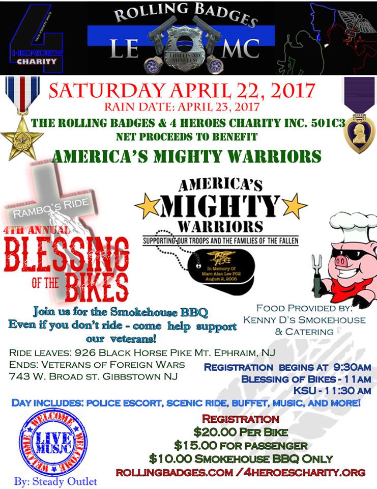 4th Annual Blessing of Bikes, Ride and BBQ - Rolling Badges