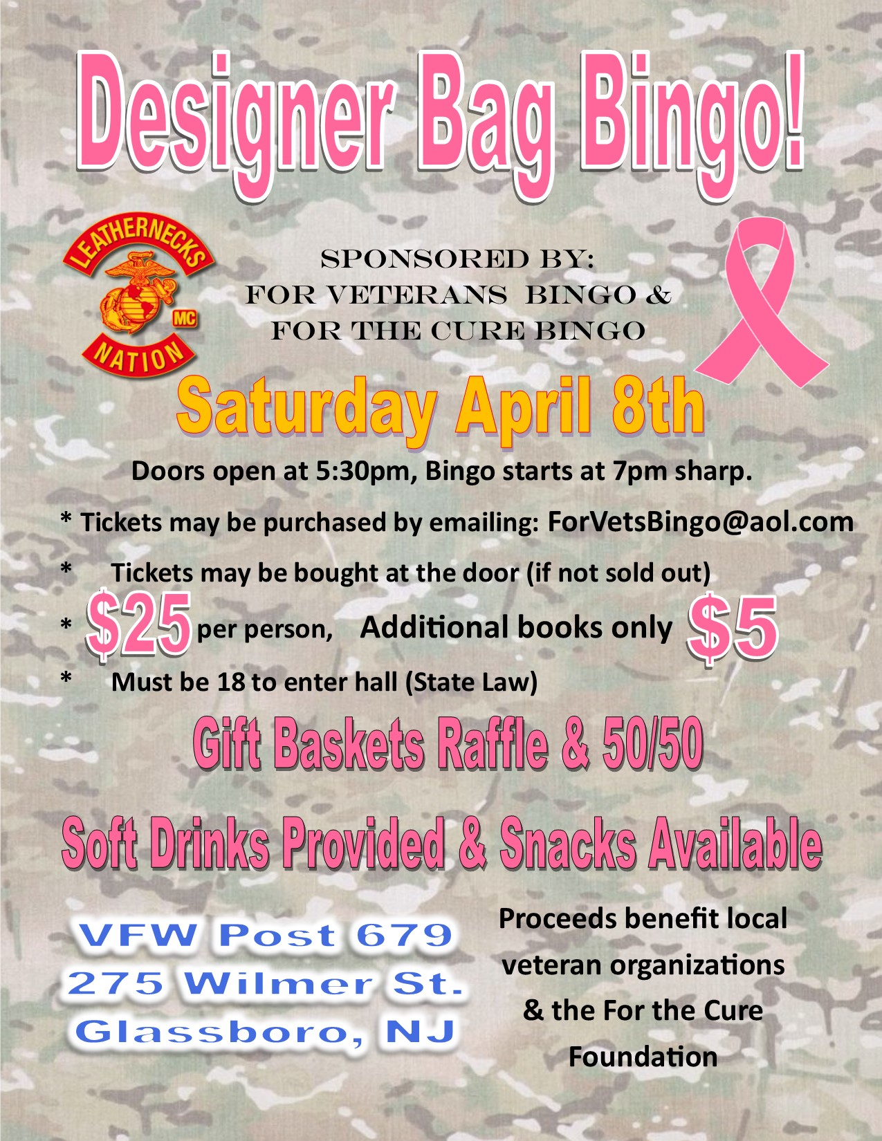 Veterans Designer Bag Bingo
