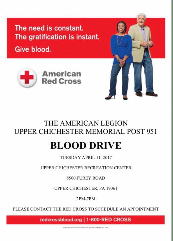 Boothwyn American Legion 951 Blood Drive @ the Upper Chichester Recreation Center