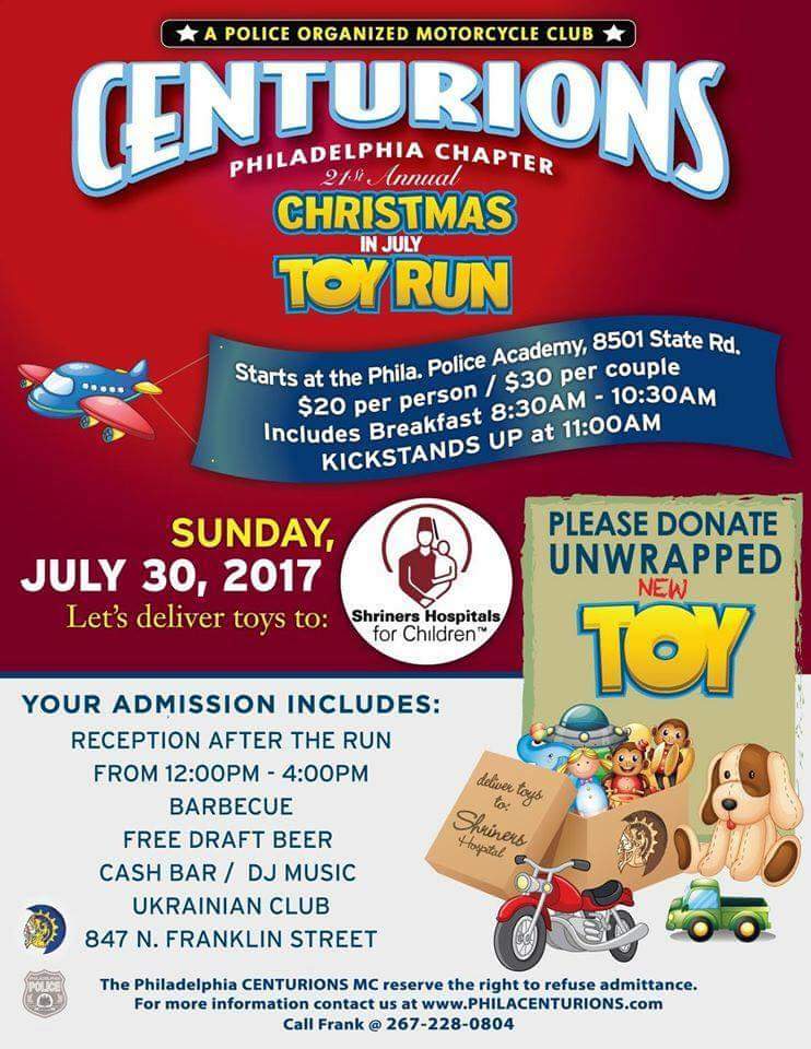 21st Annual Christmas in July Toy Run - Centurions