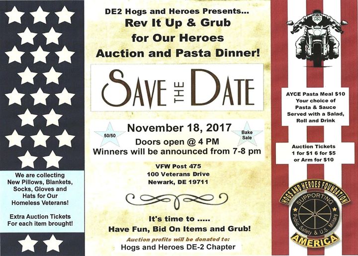 Rev It Up & Grub for Our Heroes Auction & Pasta Dinner