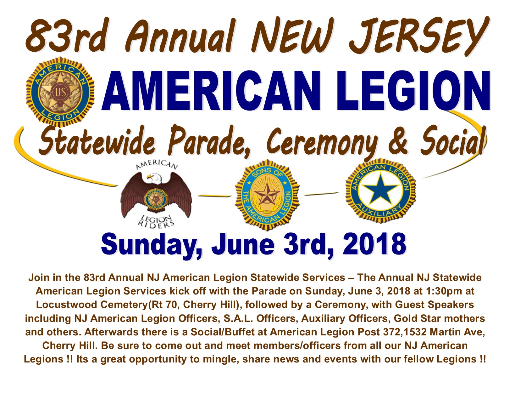 NJ State American Legion Statewide Services- Calling all NJ Legions