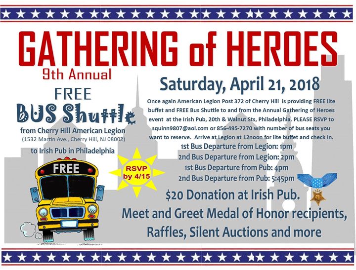 Gathering of Heroes - Bus Shuttle - Irish Pub/MCLEF Phila