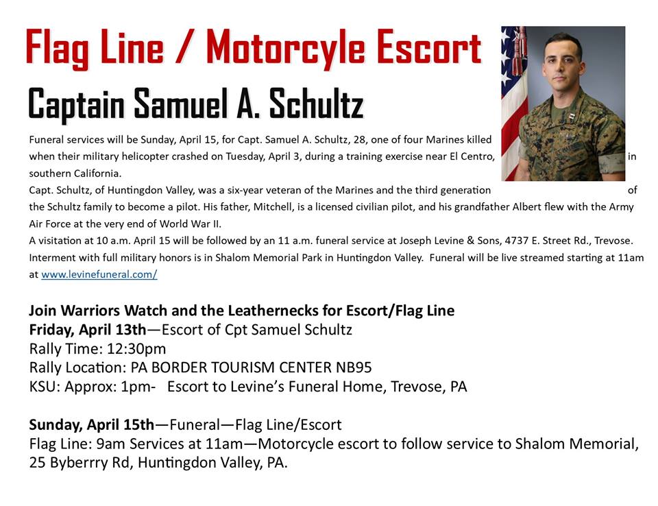 Funeral, Escort/Flag Line Cpt Samuel Schultz killed in training accident