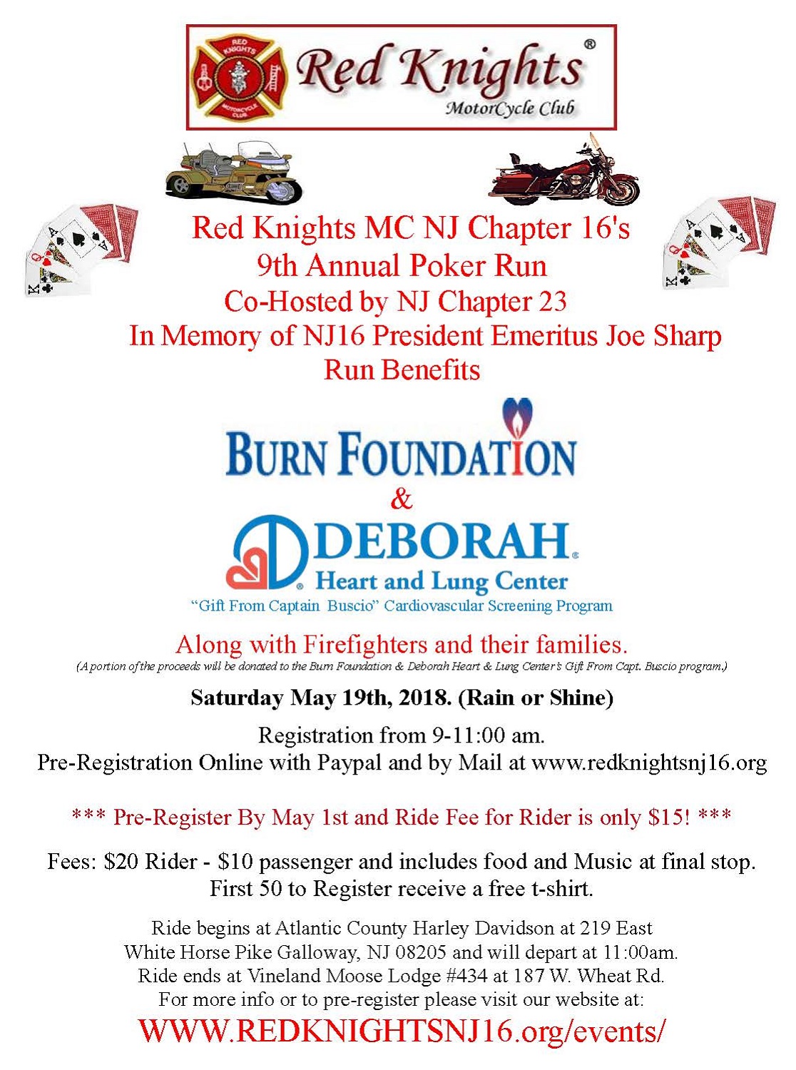 Red Knights NJ Chapters 16 & 23 9th Annual Poker Run