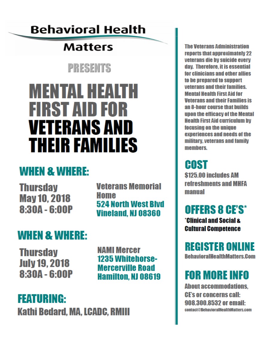 Mental Health First Aid for veterans and their families.