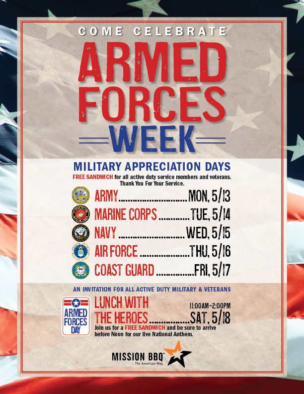 ARMED FORCE DAY at MISSION BBQ