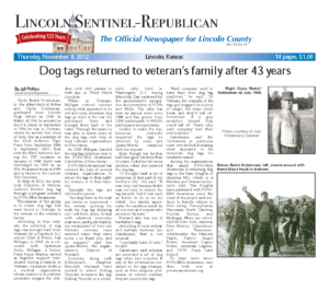 Clyde Kobbeman Dog Tag Return