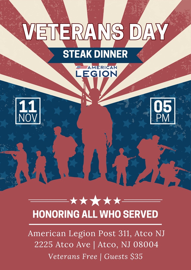 Veterans Day Steak Dinner - American Legion Atco NJ
